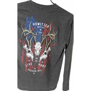 Howitzer Triple Hunt Gray Graphic T-shirt S Premium Fit Jersey Cotton/polyester